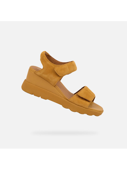 Geox Жълти дамски обувки на клин Geox Spherica EC6