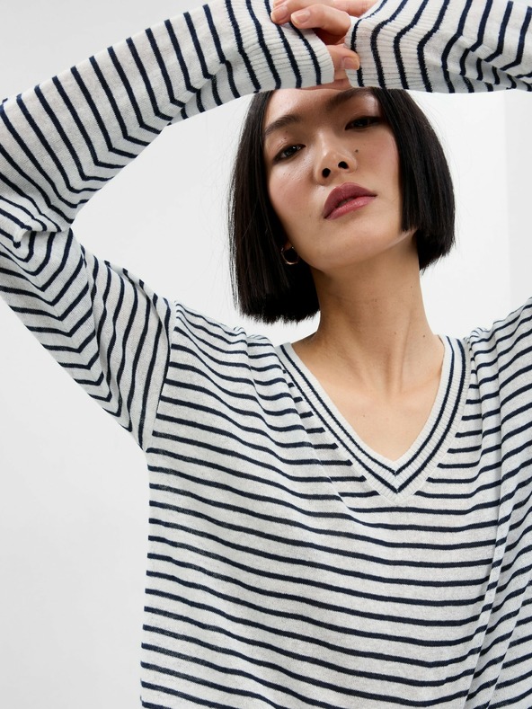 GAP Ленен раиран пуловер GAP