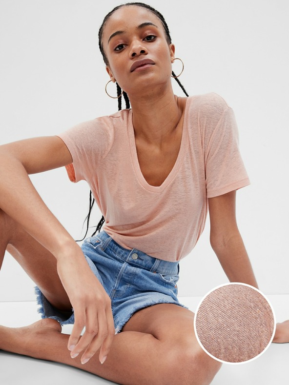 GAP Ленена тениска с къс ръкав GAP