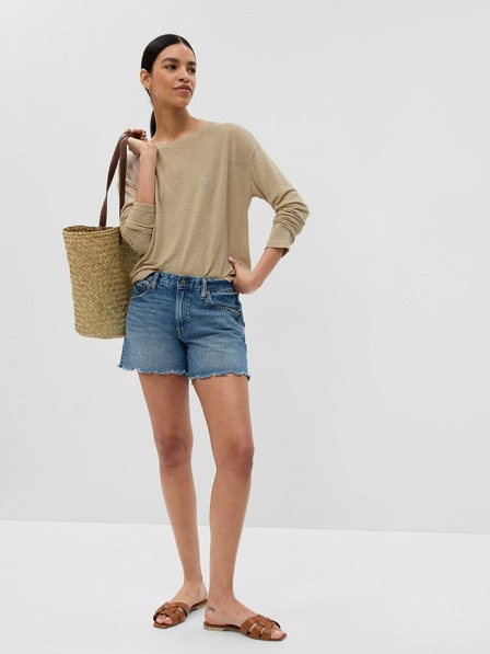 GAP Ленено тениска с дълъг ръкав GAP