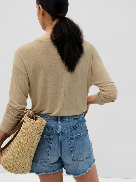 GAP Ленено тениска с дълъг ръкав GAP