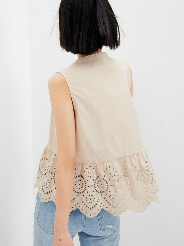 GAP Памучен кроп топ с дантела GAP