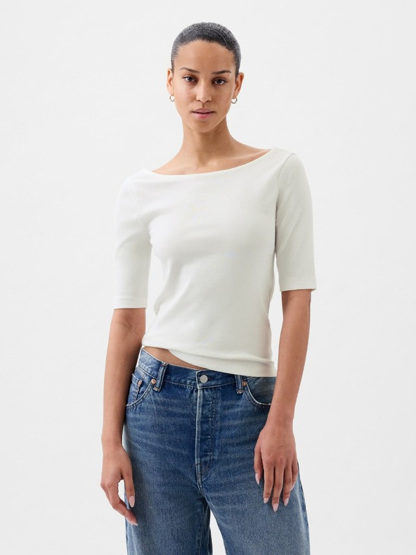 GAP Crop тениска с деколте лодка GAP