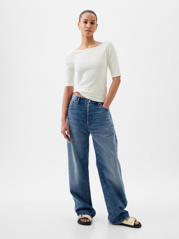 GAP Crop тениска с деколте лодка GAP