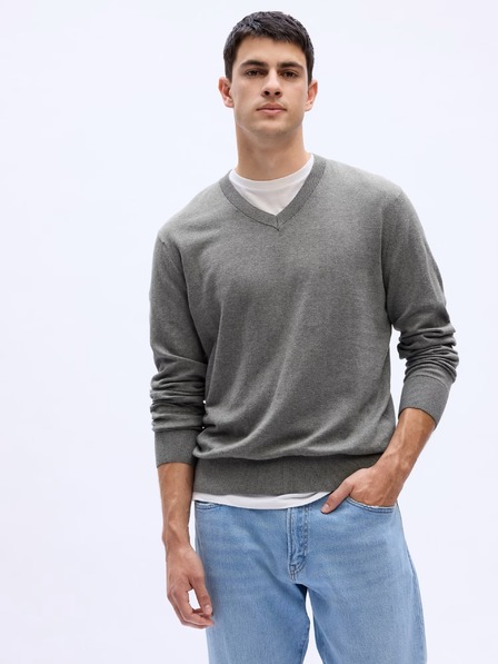 GAP Плетен пуловер с V-образно деколте GAP