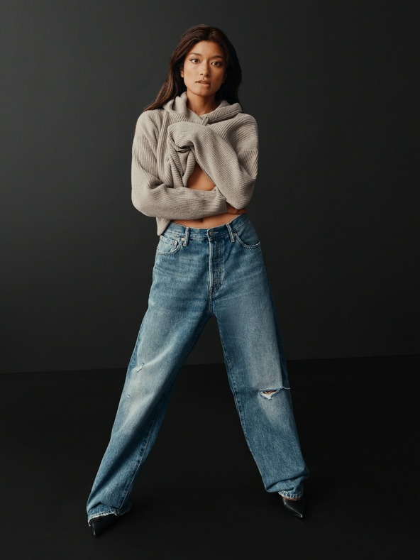 GAP Скъсен суитшърт с качулка CashSoft GAP