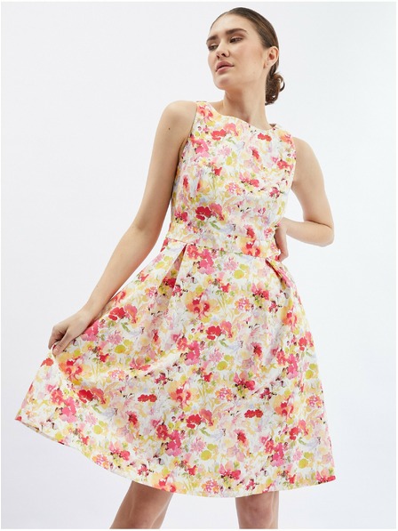 Orsay Червено-кремава дамска рокля на цветя ORSAY