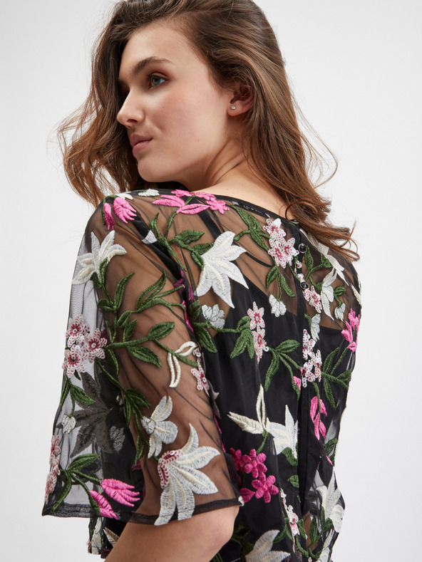 Orsay Черна дамска блуза на цветя ORSAY