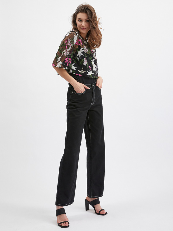 Orsay Черна дамска блуза на цветя ORSAY
