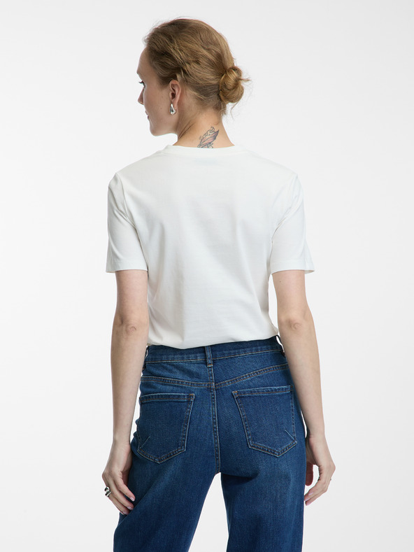 Orsay Бяла дамска тениска с апликация ORSAY