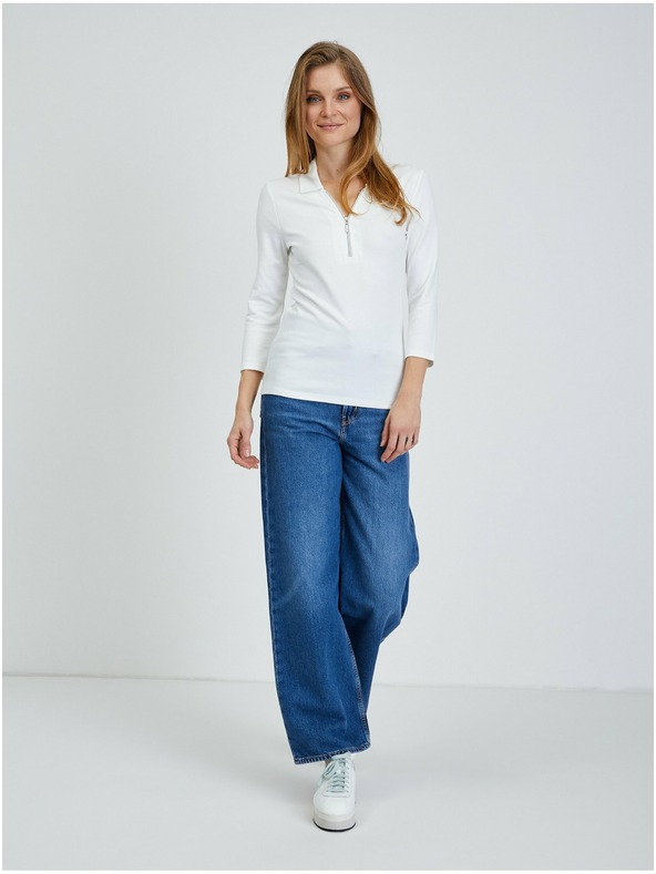 Orsay Кремава тениска с три четвърти ръкав ORSAY