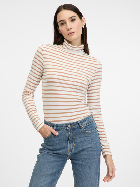 Orsay Бежова раирана дамска блуза с дълъг ръкав ORSAY