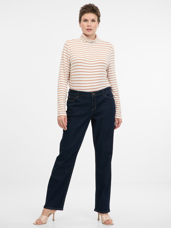 Orsay Бежова раирана дамска блуза с дълъг ръкав ORSAY