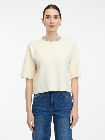 Orsay Кремава дамска блуза с къс ръкав ORSAY