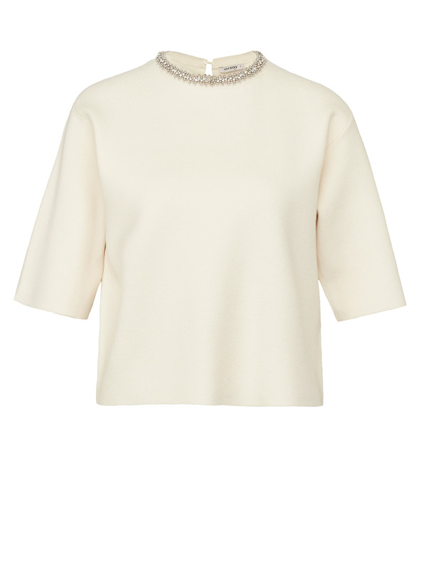 Orsay Кремава дамска блуза с къс ръкав ORSAY