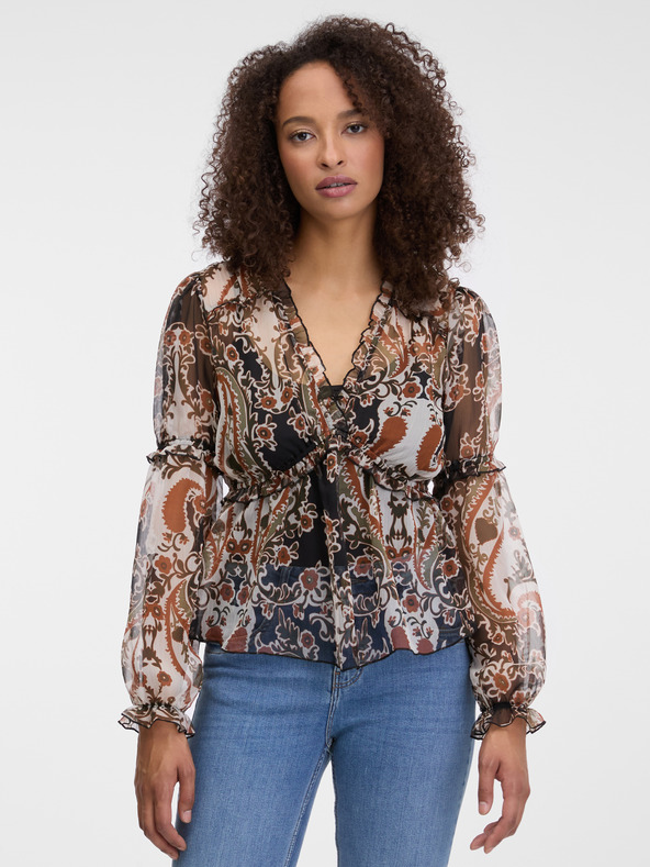 Orsay Кафява дамска блуза с щампа ORSAY