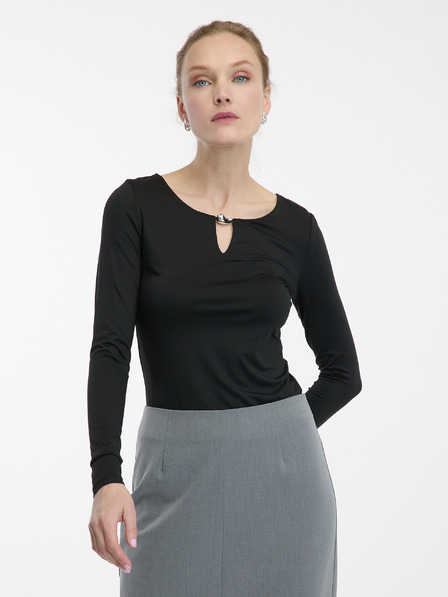 Orsay Черен дамски топ с дълъг ръкав ORSAY