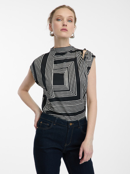 Orsay Черна дамска блуза с десен ORSAY