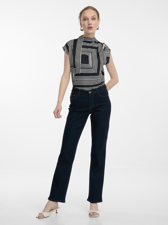 Orsay Черна дамска блуза с десен ORSAY