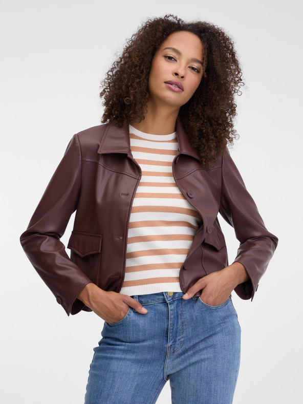 Orsay Тъмнокафяво дамско кожено яке ORSAY