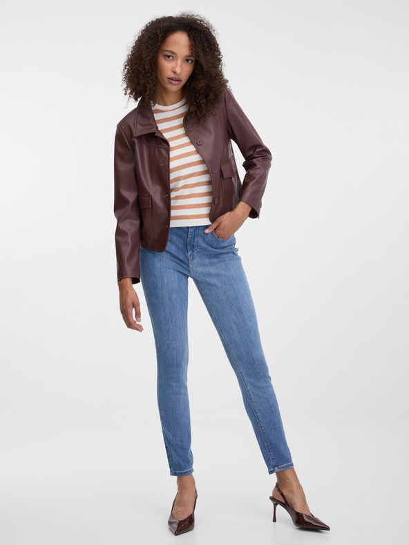 Orsay Тъмнокафяво дамско кожено яке ORSAY