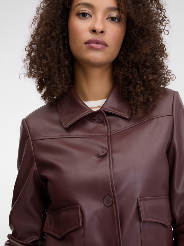 Orsay Тъмнокафяво дамско кожено яке ORSAY