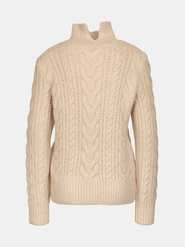 Orsay Бежов дамски пуловер с висока яка ORSAY