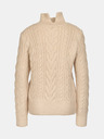 Orsay Бежов дамски пуловер с висока яка ORSAY