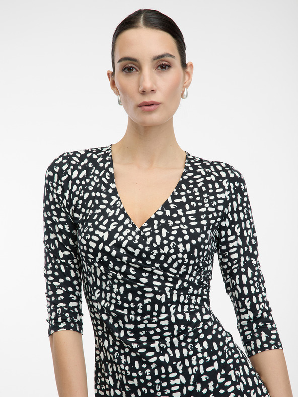 Orsay Черна дамска шарена рокля с дължина до коляното ORSAY