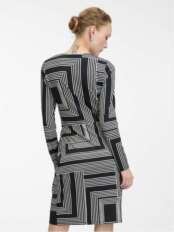 Orsay Черна дамска шарена рокля с дължина до коляното ORSAY