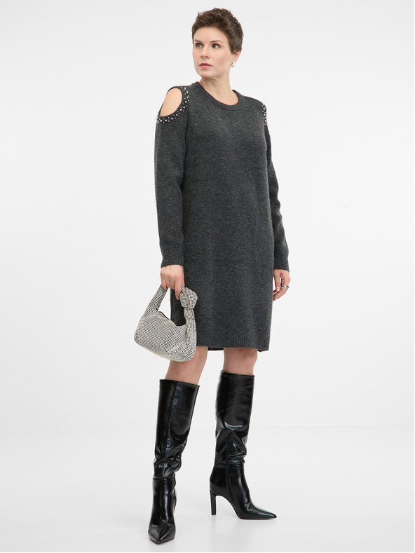 Orsay Тъмносива дамска плетена рокля ORSAY