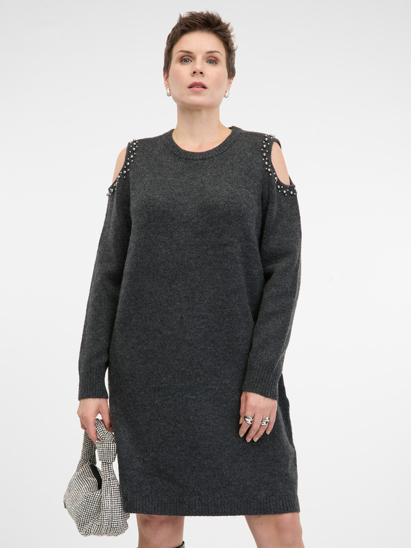 Orsay Тъмносива дамска плетена рокля ORSAY