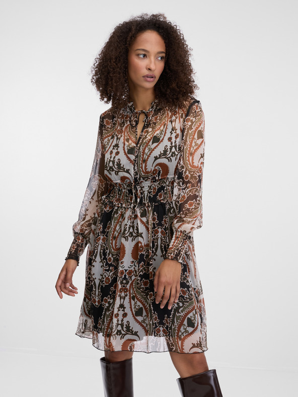 Orsay Кафява дамска рокля с десен ORSAY