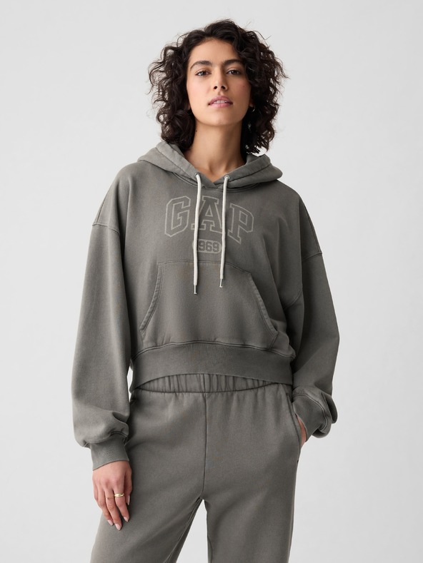 GAP Скъсен суитшърт с качулка GAP