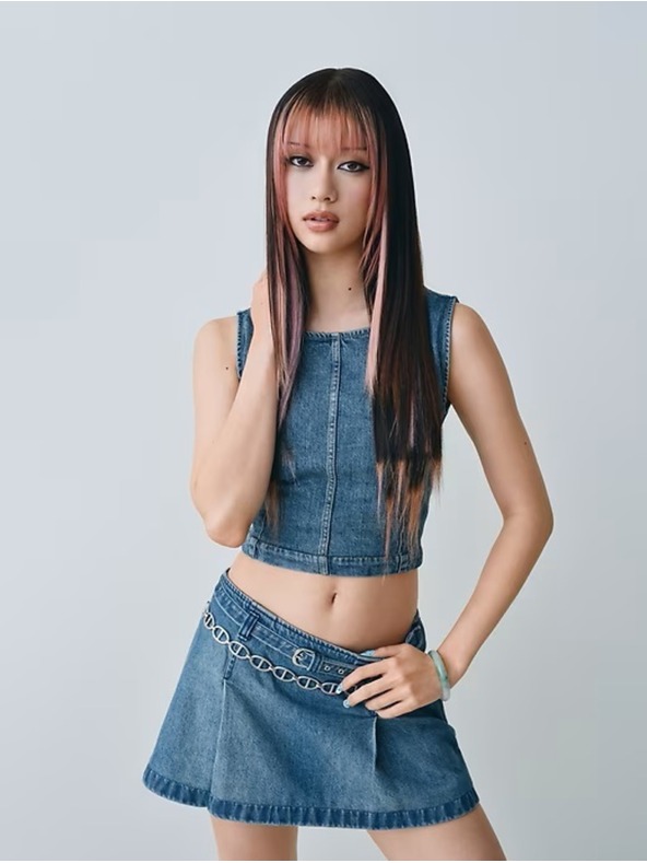 GAP Дънков скъсен топ GAP