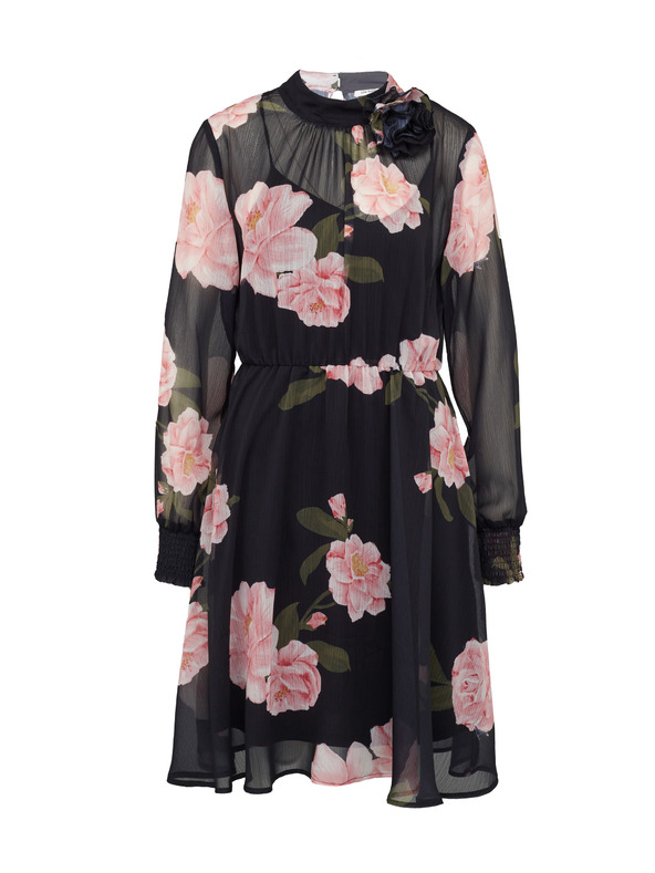 Orsay Черна дамска флорална рокля до коляното ORSAY