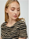Orsay Бежово-черна тениска с животински принт ORSAY