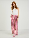 Orsay Розов дамски ленен панталон на райе ORSAY
