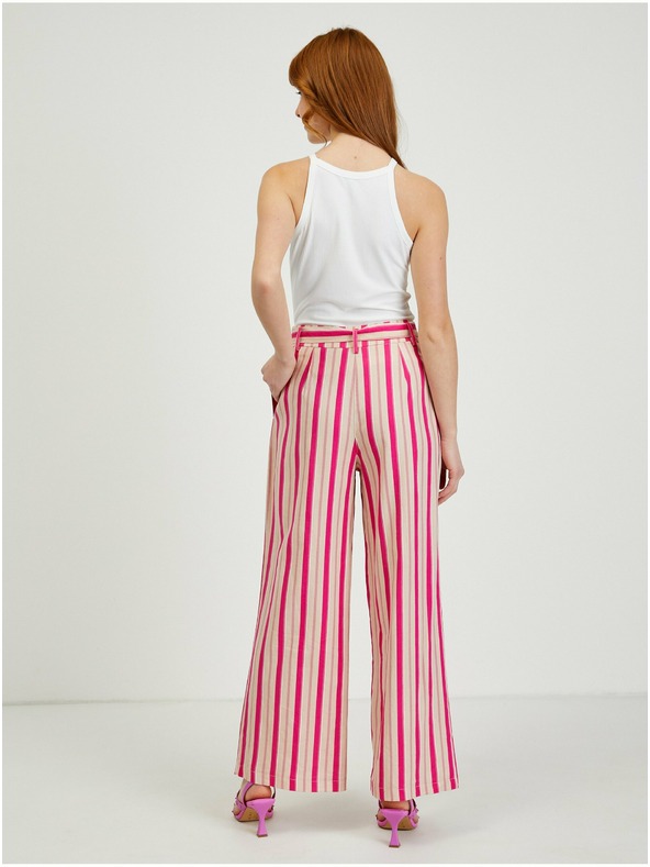 Orsay Розов дамски ленен панталон на райе ORSAY
