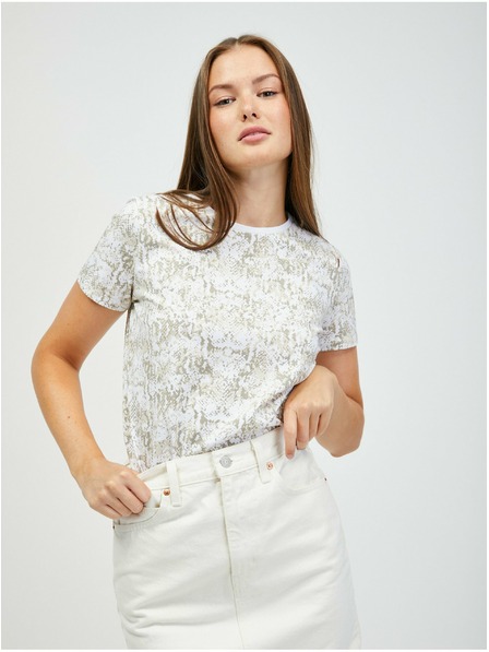 Orsay Бяло-бежова тениска с животински принт ORSAY