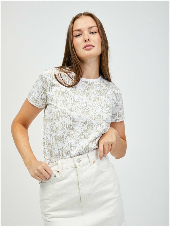 Orsay Бяло-бежова тениска с животински принт ORSAY