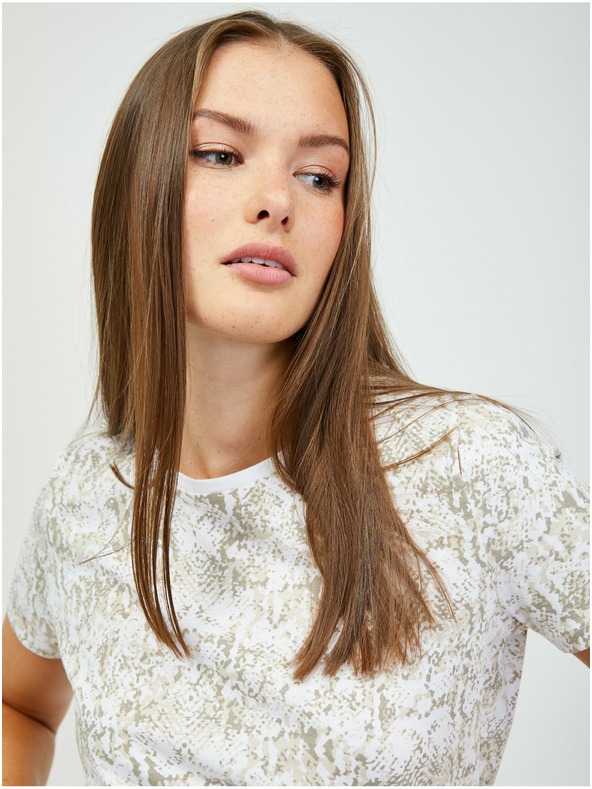 Orsay Бяло-бежова тениска с животински принт ORSAY