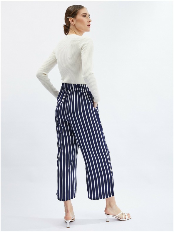 Orsay Тъмносин дамски панталон тип кюлоти на райе ORSAY