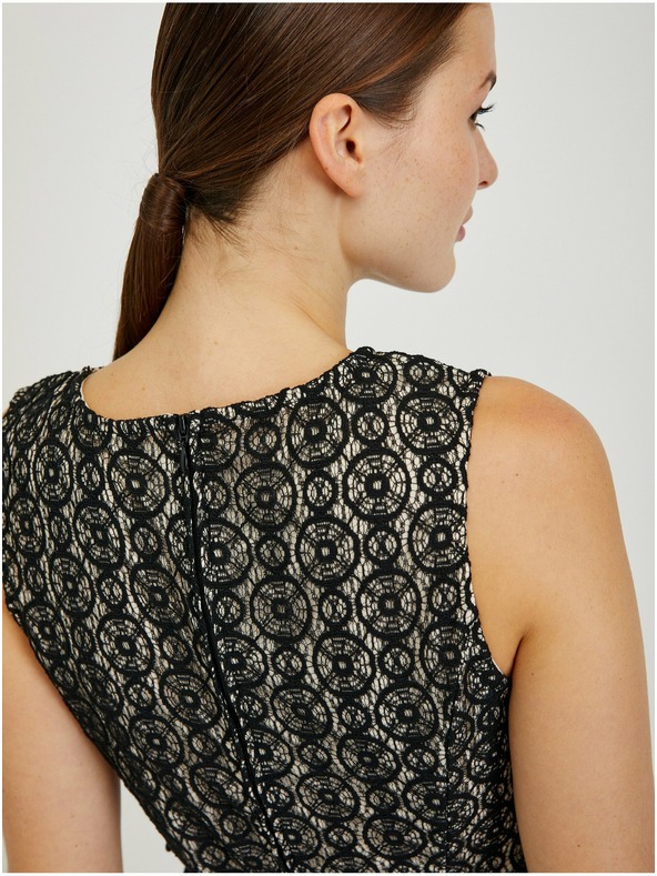 Orsay Бежово-черна дамска рокля по тялото с колан ORSAY