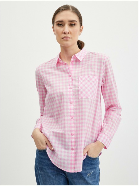 Orsay Светлорозова дамска карирана риза ORSAY