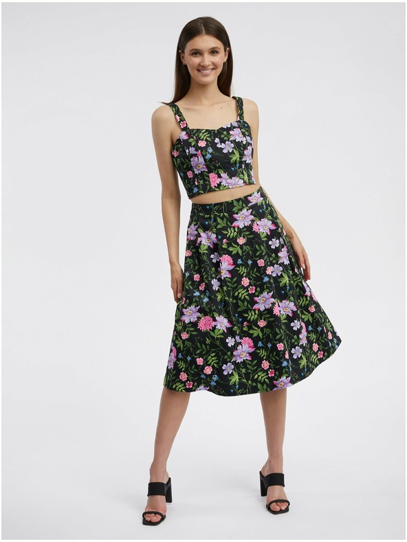 Orsay Черна дамска пола на цветя ORSAY