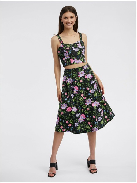 Orsay Черна дамска пола на цветя ORSAY