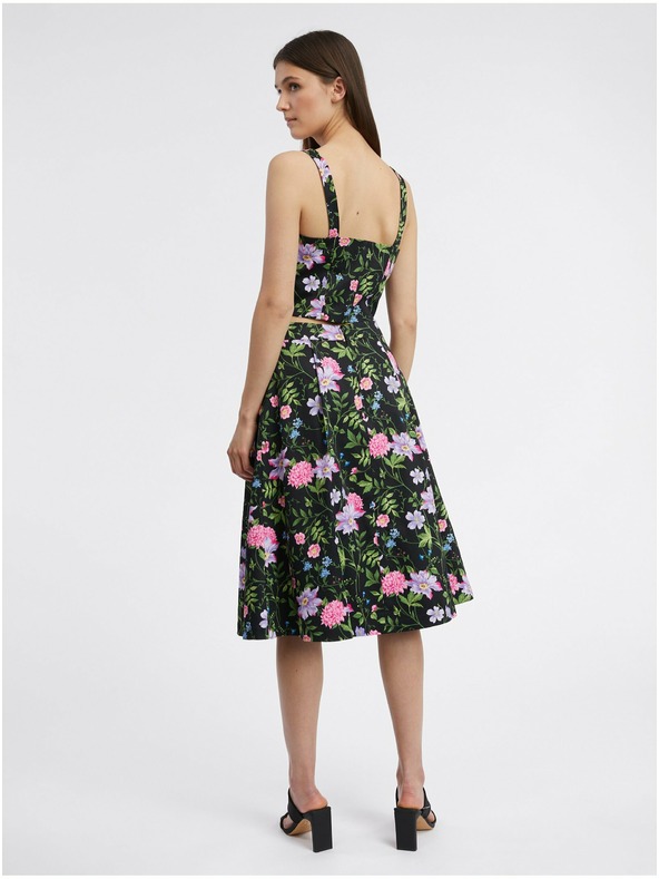 Orsay Черна дамска пола на цветя ORSAY