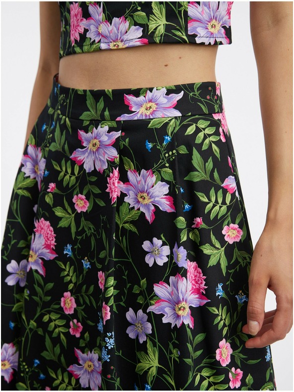 Orsay Черна дамска пола на цветя ORSAY