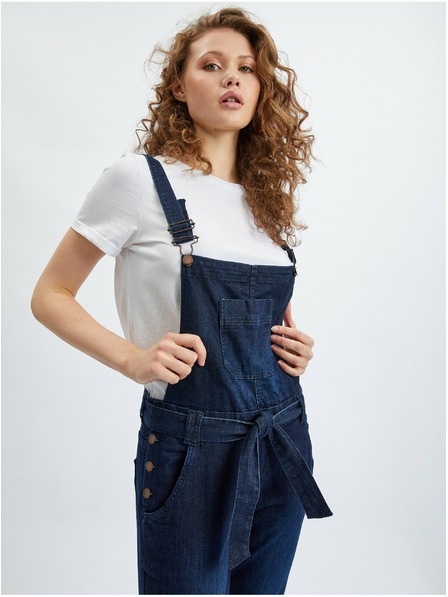 Orsay Тъмно сини дамски slim fit дънки с тиранти ORSAY